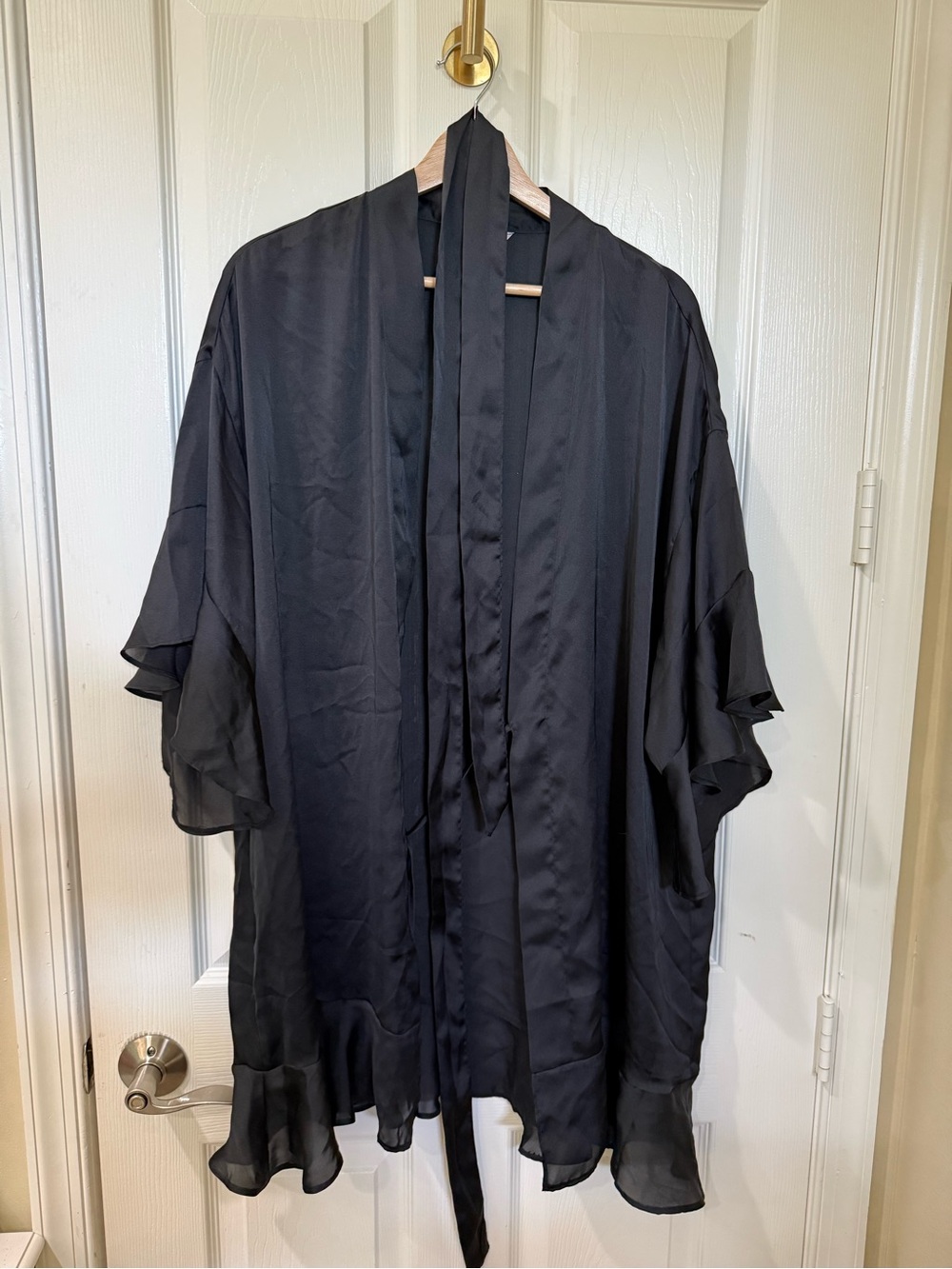 Victoria's Secret Black Silky Kimono Duster